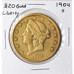 1904-S $20 Liberty Head Double Eagle Gold Coin