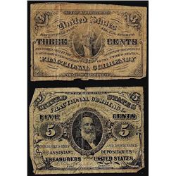 Lot of March 3, 1863 Third Issue 3 & 5 Cents Fractional Currency Notes