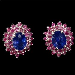 Natural Top Royal Blue Sapphire Ruby Earrings