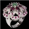 Image 2 : Natural Emerald Garnet Ruby Ring