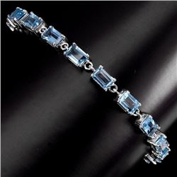 Natural 6x4mm Top Swiss Blue Topaz Bracelet