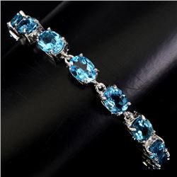 Natural 8x6 mm Top Swiss Blue Topaz Bracelet