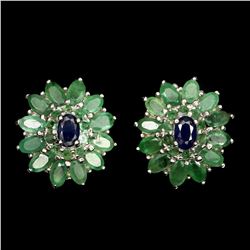 Natural Columbian Emerald & Sapphire Earring