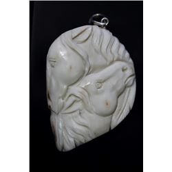 Hand Carved Antler Horse Pendant