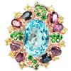 Image 1 : Natural TOPAZ RHODOLITE SAPPHIRE PERIDOT Ring