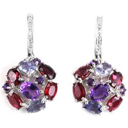 Natural RUBY RHODOLITE AMETHYST TANZANITE Earrings