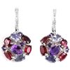 Image 1 : Natural RUBY RHODOLITE AMETHYST TANZANITE Earrings