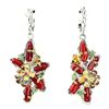 Image 1 : Natural Rich Red Coral Emerald Ruby Sapphire Earrings