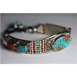 Tibet Hand Made Turquoise & Coral Bracelet
