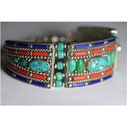 Tibet Hand Made Turquoise Lapiz Lazuli  Coral Bracelet