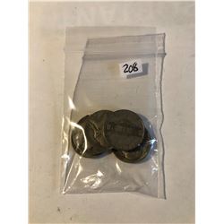 Bag of 5 Total Assorted Silver WWII US Nickels
