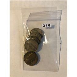 Bag of 5 Total Assorted Silver WWII US Nickels