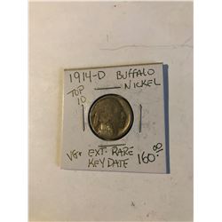 Extremely Rare Key Date 1914 D Top 10 Buffalo Nickel
