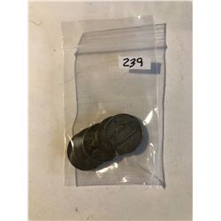 Bag of 5 Total Assorted Silver WWII US Nickels