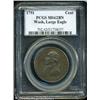 Image 3 : 1791 1C Washington Large Eagle Cent MS62 Brown PCGS. 1791 1C Washington Large Eagle Cent MS62 Brown 