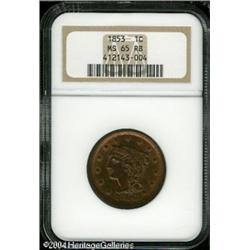 1853 1C MS65 Red and Brown NGC. N-25, R.1. Pleasin 1853 1C MS65 Red and Brown NGC.