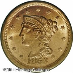 1853 1C MS65 Red PCGS. N-25, R.1. Die State B. A l 1853 1C MS65 Red PCGS.