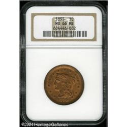 1855 1C Upright 5s MS66 Red and Brown NGC. Much mi 1855 1C Upright 5s MS66 Red and Brown NGC.