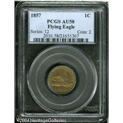 1857 1C AU58 PCGS. This is a golden-brown colored 1857 1C AU58 PCGS.