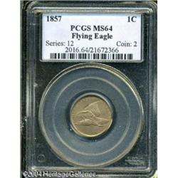 1857 1C MS64 PCGS. Well struck and satiny, with a 1857 1C MS64 PCGS.