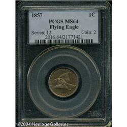 1857 1C MS64 PCGS. Pleasing golden-tan patina occu 1857 1C MS64 PCGS.