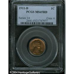 1911-D 1C MS65 Red PCGS. A crisply struck and high 1911-D 1C MS65 Red PCGS.