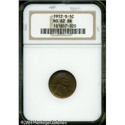 1912-S 1C MS62 Brown NGC. Reddish-tan patina cover 1912-S 1C MS62 Brown NGC.