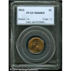 1913 1C MS66 Red PCGS. The sharply detailed, matte 1913 1C MS66 Red PCGS.