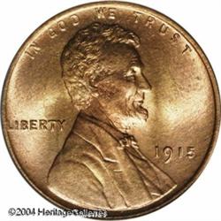 1915 1C MS66 Red PCGS. This is a lovely P-mint Lin 1915 1C MS66 Red PCGS.