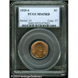 1929-S 1C MS65 Red PCGS. Well struck with vibrant 1929-S 1C MS65 Red PCGS.