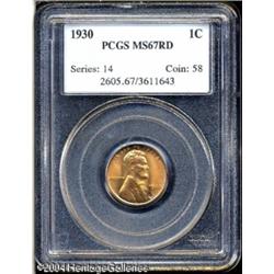 1930 1C MS67 Red PCGS. This blazing red Superb Gem 1930 1C MS67 Red PCGS.