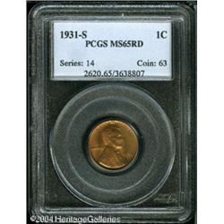 1931-S 1C MS65 Red PCGS. Golden-orange patina over 1931-S 1C MS65 Red PCGS.