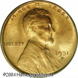 1931-S 1C MS66 Red PCGS. A lustrous Gem that has a 1931-S 1C MS66 Red PCGS.