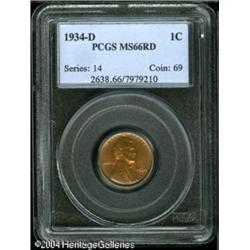 1934-D 1C MS66 Red PCGS. Well struck with full gle 1934-D 1C MS66 Red PCGS.