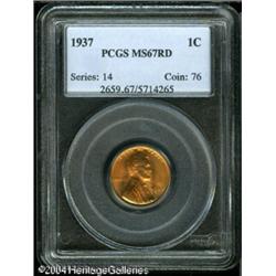 1937 1C MS67 Red PCGS. One of the most singularly 1937 1C MS67 Red PCGS.
