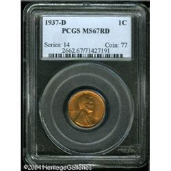 1937-D 1C MS67 Red PCGS, A reddish-orange Superb G 1937-D 1C MS67 Red PCGS,