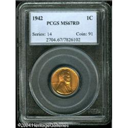 1942 1C MS67 Red PCGS. Well struck with bright, vi 1942 1C MS67 Red PCGS.