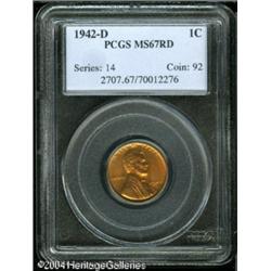 1942-D 1C MS67 Red PCGS. Fully struck with blazing 1942-D 1C MS67 Red PCGS.