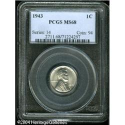 1943 1C MS68 PCGS. This stunning steel Lincoln Cen 1943 1C MS68 PCGS.