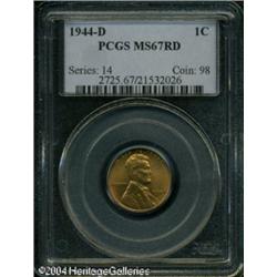 1944-D 1C MS67 Red PCGS. Bright orange patina over 1944-D 1C MS67 Red PCGS.