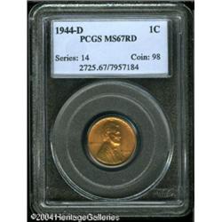 1944-S 1C MS67 Red PCGS. Medium intensity orange-r 1944-S 1C MS67 Red PCGS.