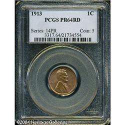 1913 1C PR64 Red PCGS. Bright coppery-gold patina 1913 1C PR64 Red PCGS.