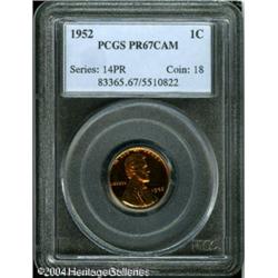 1952 1C PR67 Cameo PCGS. Impeccably struck with de 1952 1C PR67 Cameo PCGS.