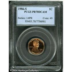 1986-S 1C PR70 Deep Cameo PCGS. A splendid pumpkin 1986-S 1C PR70 Deep Cameo PCGS.