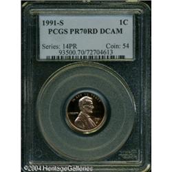 1991-S 1C PR70 Deep Cameo PCGS. Full brilliance em 1991-S 1C PR70 Deep Cameo PCGS.