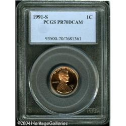 1991-S 1C PR70 Deep Cameo PCGS. Luminous gold devi 1991-S 1C PR70 Deep Cameo PCGS.