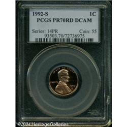 1992-S 1C PR70 Deep Cameo PCGS. Orange devices are 1992-S 1C PR70 Deep Cameo PCGS.
