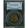 Image 1 : 1865 2C MS64 Red and Brown PCGS. Pretty golden-tan 1865 2C MS64 Red and Brown PCGS.
