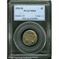 1915-D 5C MS64 PCGS. Orange and silver-gray colors 1915-D 5C MS64 PCGS.