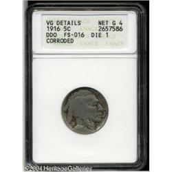 1916 5C Doubled Die Obverse--Corroded--ANACS. VG Det 1916 5C Doubled Die Obverse--Corroded--ANACS. V
